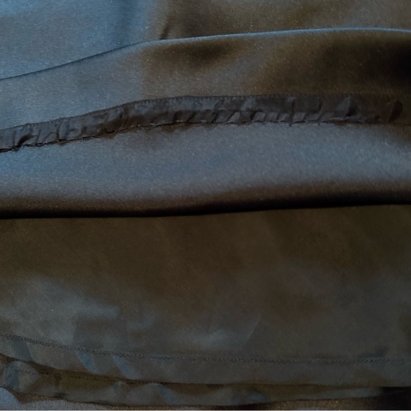 Ann Taylor black strapless satin dress size 8P. Lined, side zipper, waist sash. - Picture 3 of 5